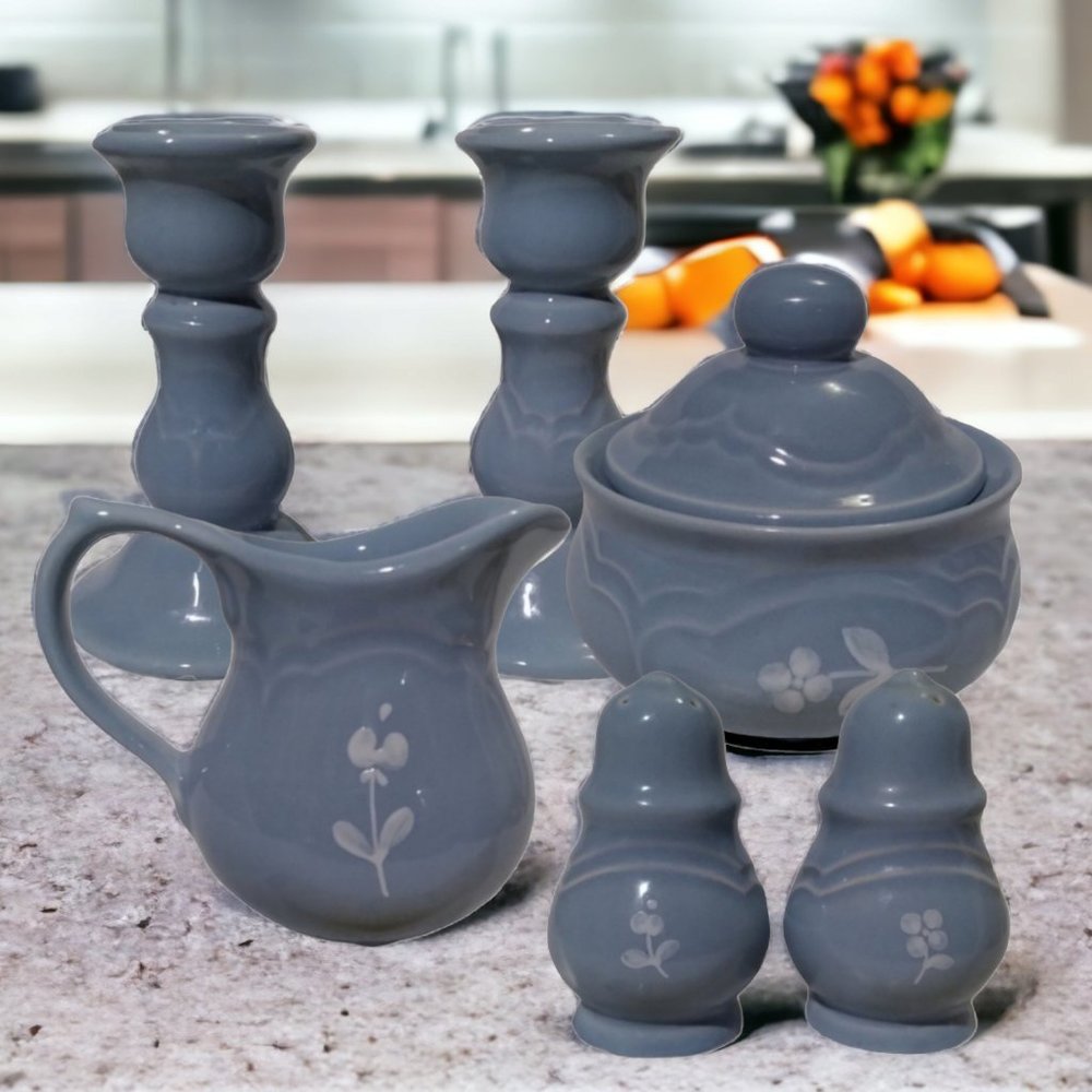 VINTAGE Retired PFALTZGRAFF GAZEBO Blue 6pc Set